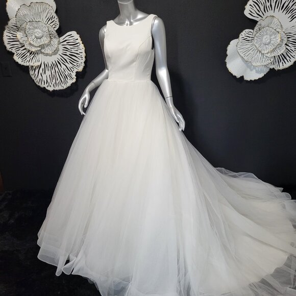 $1780~JUSTIN ALEXANDER~4/6~IVORY OFF WHITE FIT & FLARE BALLGOWN WEDDING DRESS - Picture 11 of 16